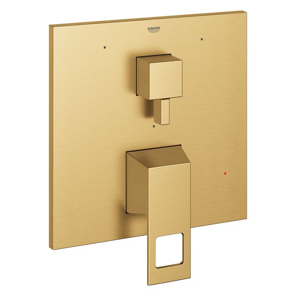 Eurocube Pressure Balance Valve Trim With 3-Way Diverter With Cartridge, Gold